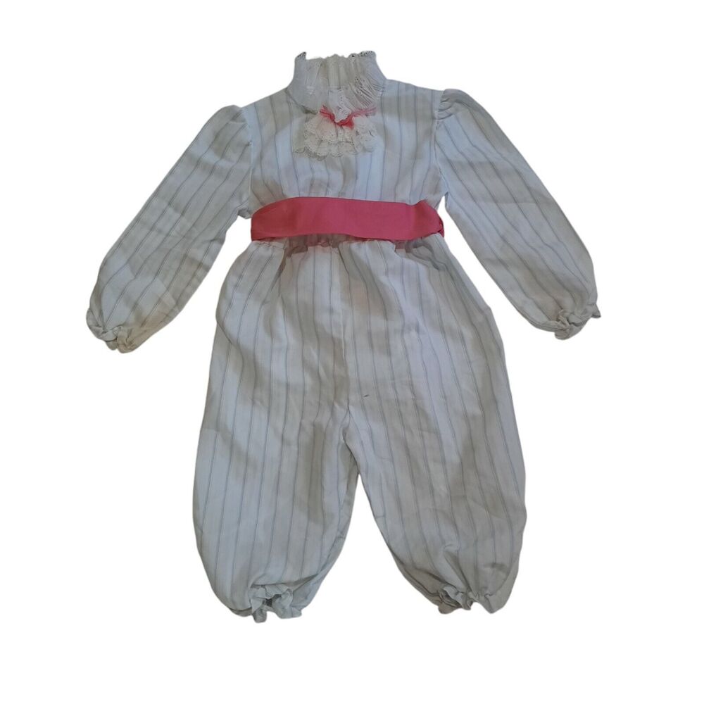 Vintage 1980s Nanas Pet JCPenney Girl Pinstripe Ruffle Romper Size 4